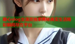 糖心vlog女演员独家揭秘真实生活精彩瞬间尽在平台